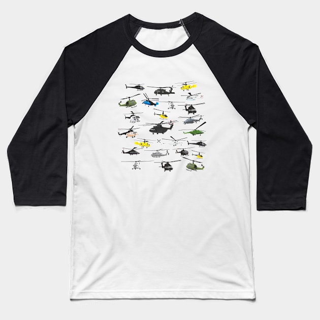 Multiple Helicopters Baseball T-Shirt by NorseTech